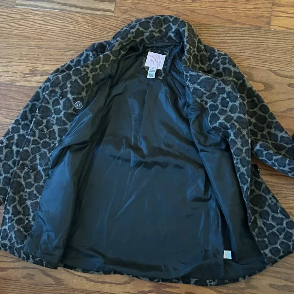 NWOT Vine and Valley Girls Size 16 Leopard Print Pea Coat NEVER WORN